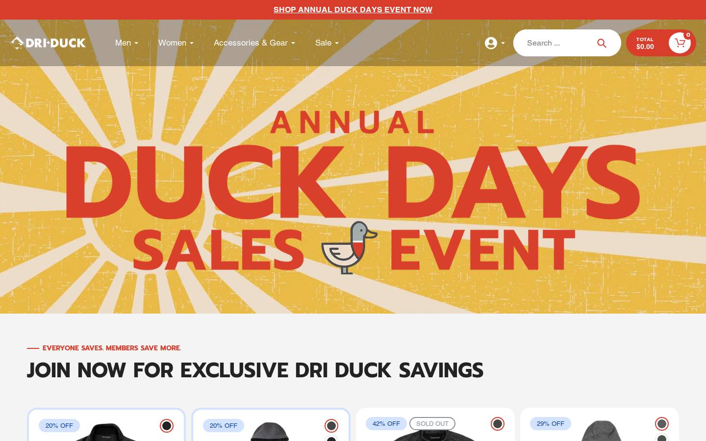 DRI DUCK homepage screenshot