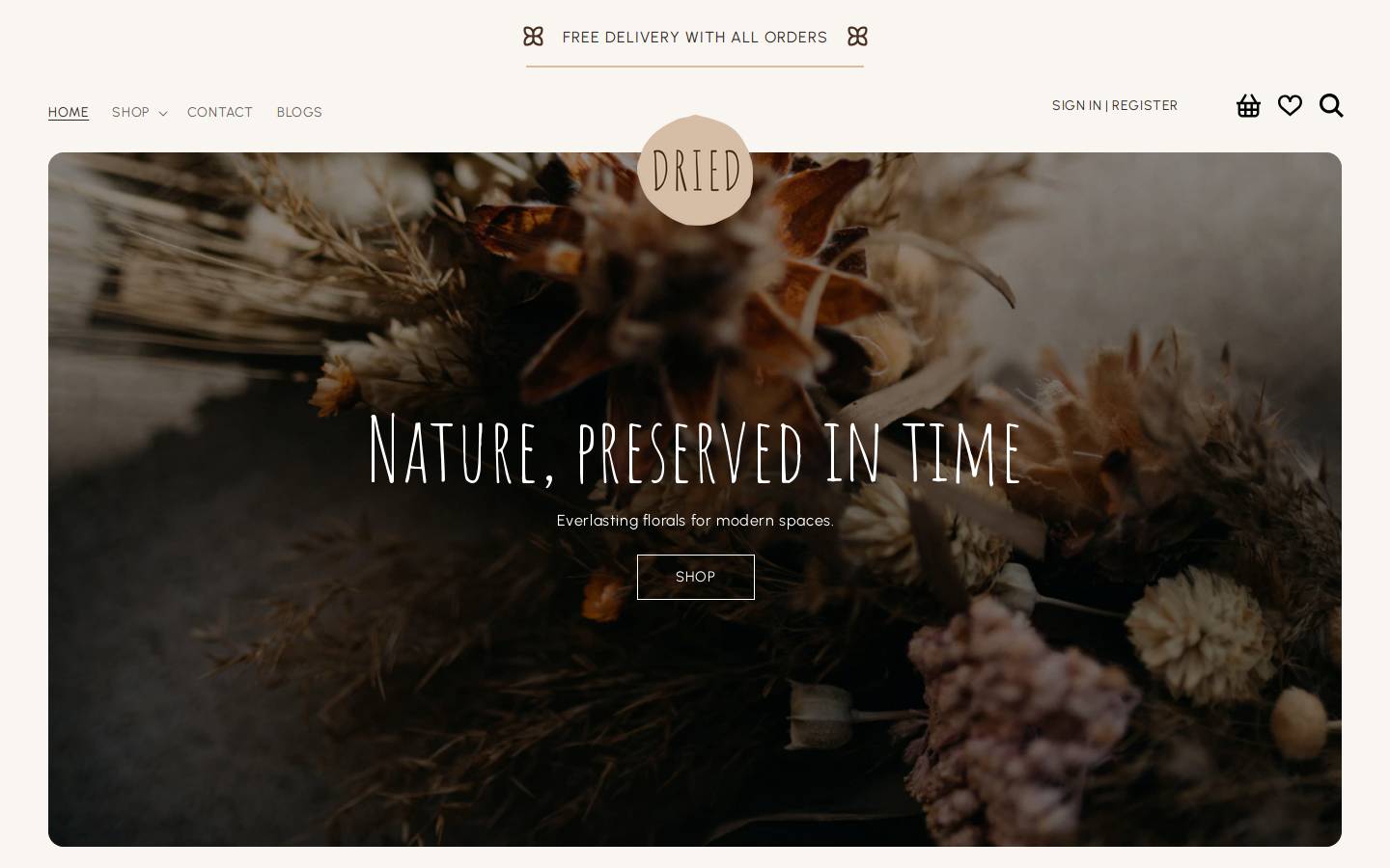 Dried homepage screenshot