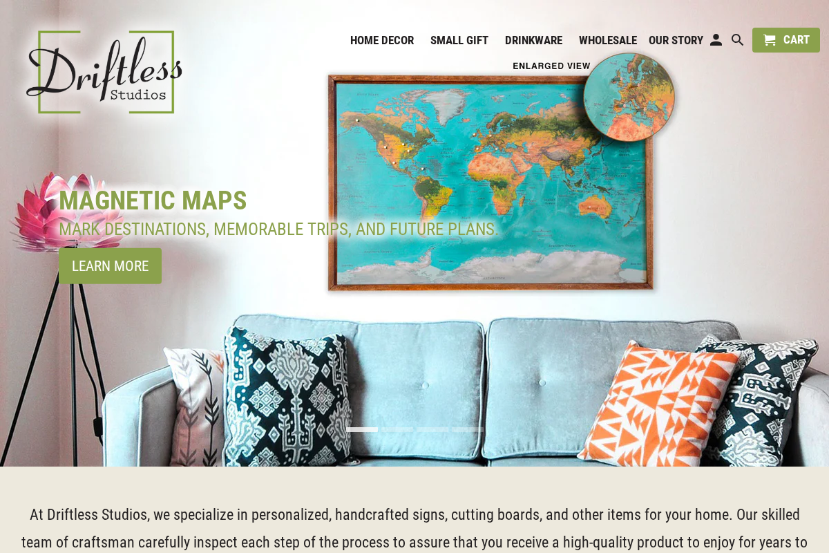 Driftless Studios homepage screenshot