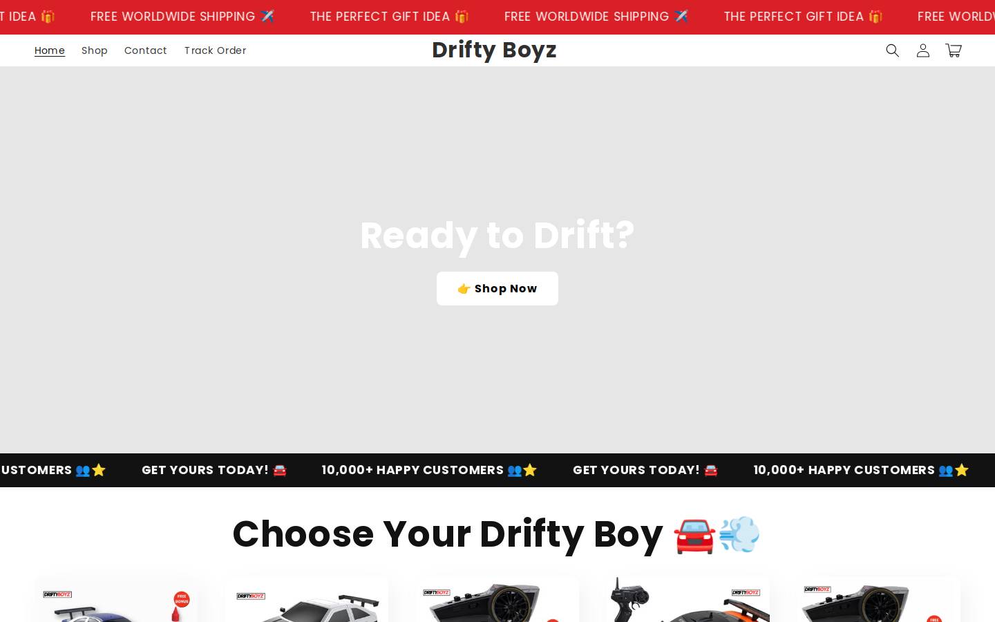 Driftyboyzrc homepage screenshot