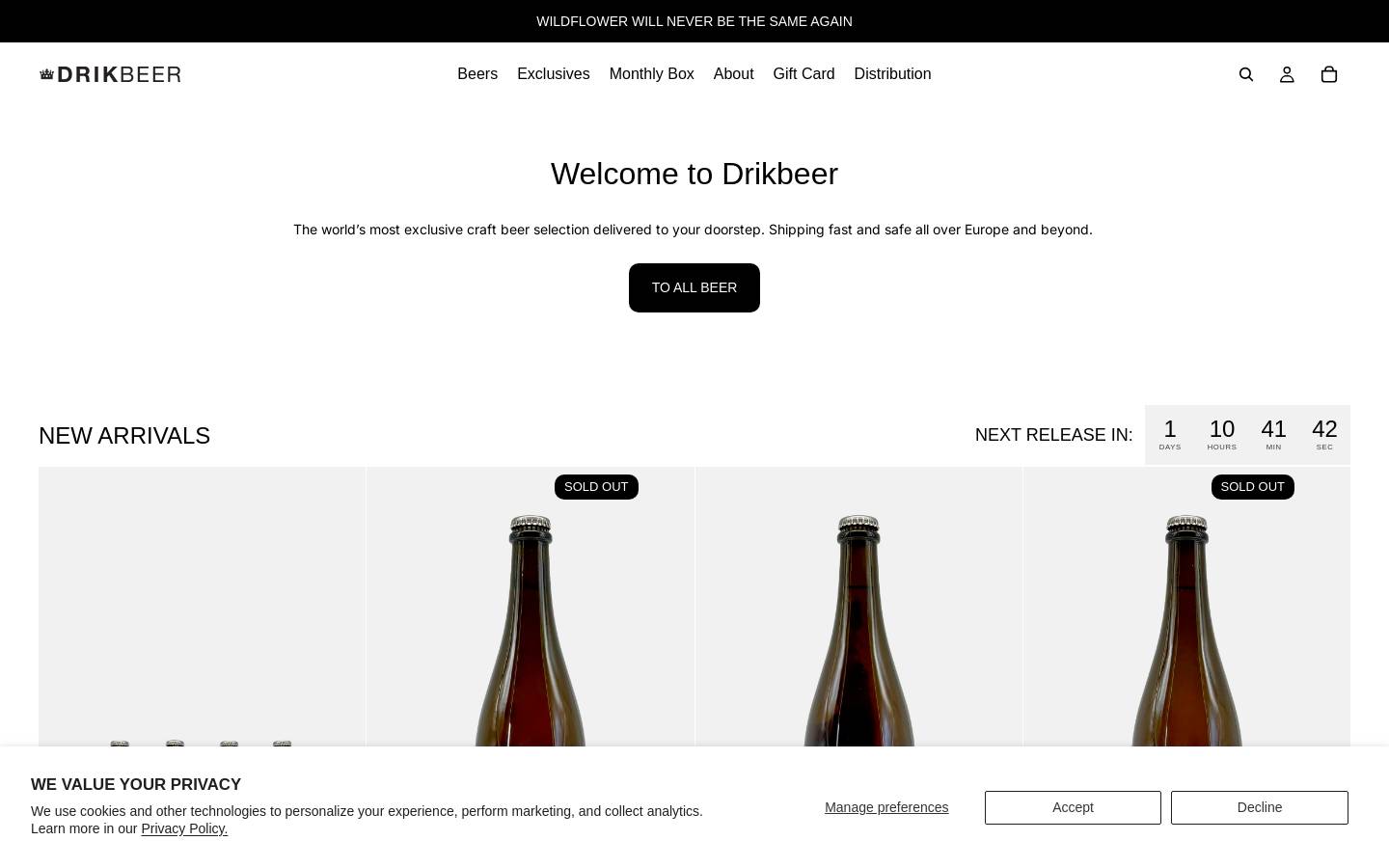 drikbeer.com homepage screenshot