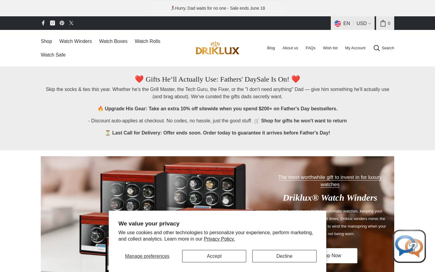 driklux.com homepage screenshot