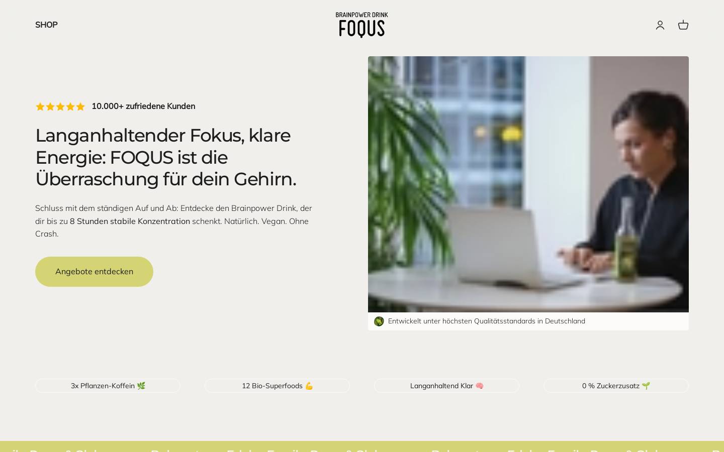 Drink Foqus homepage screenshot