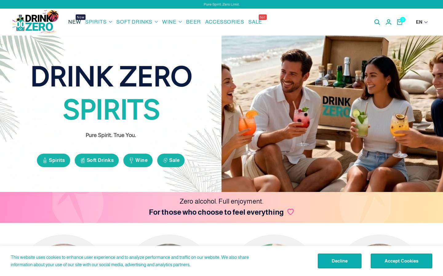 Drink Zero homepage screenshot