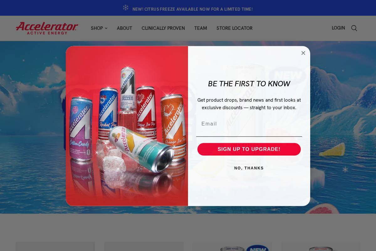 drinkaccelerator.com homepage screenshot