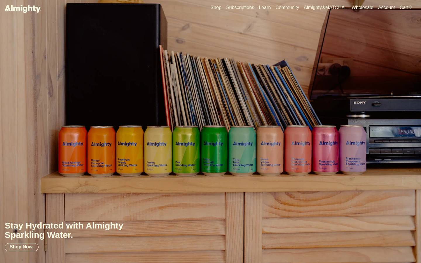 drinkalmighty.com homepage screenshot