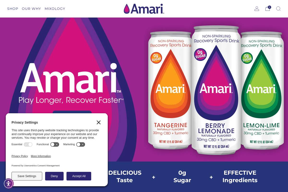 drinkamari.com homepage screenshot