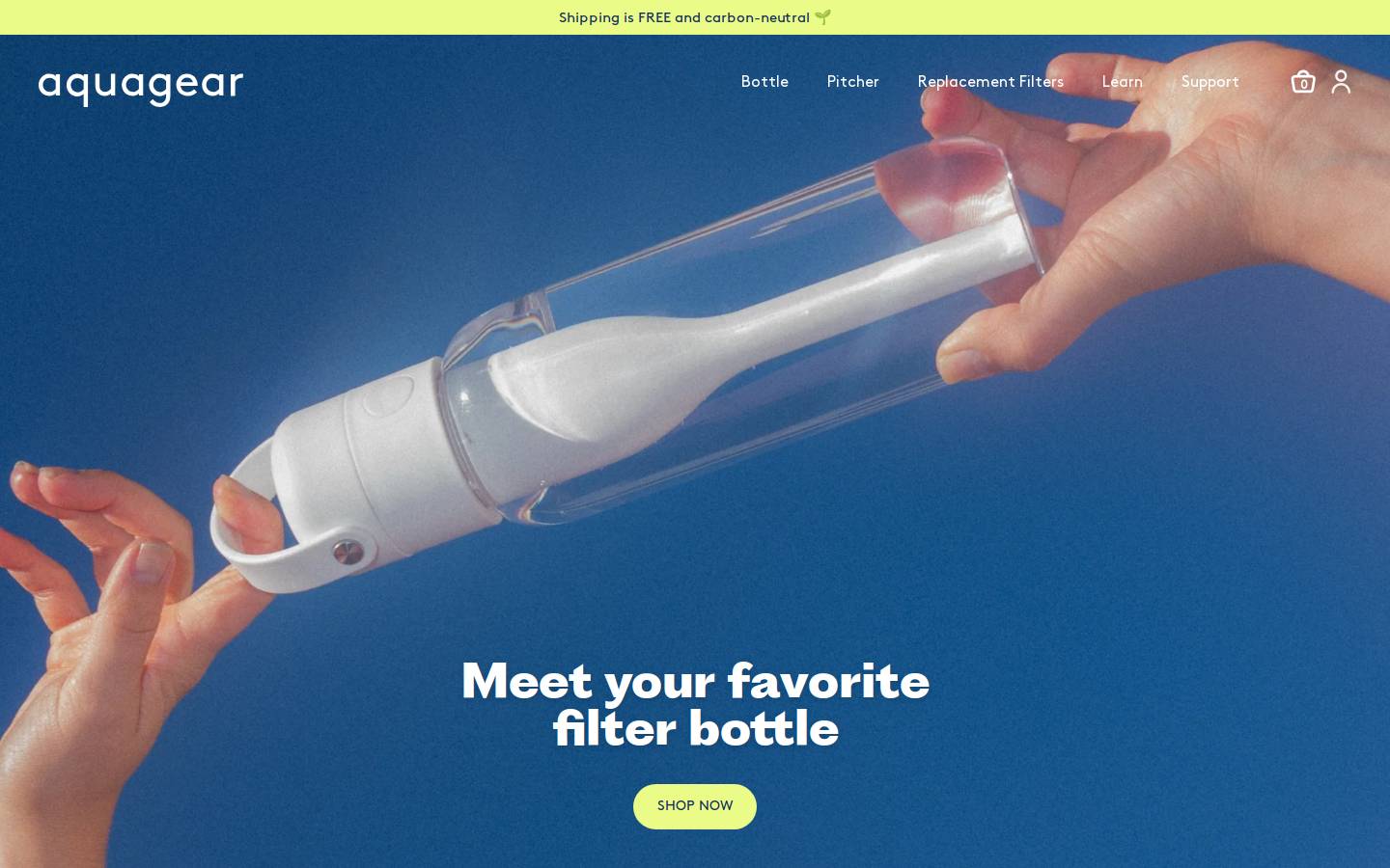 drinkaquagear.com homepage screenshot