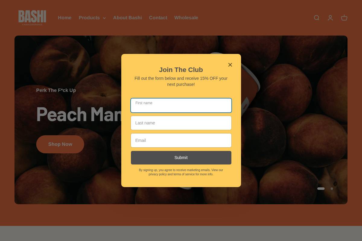 drinkbashi.com homepage screenshot