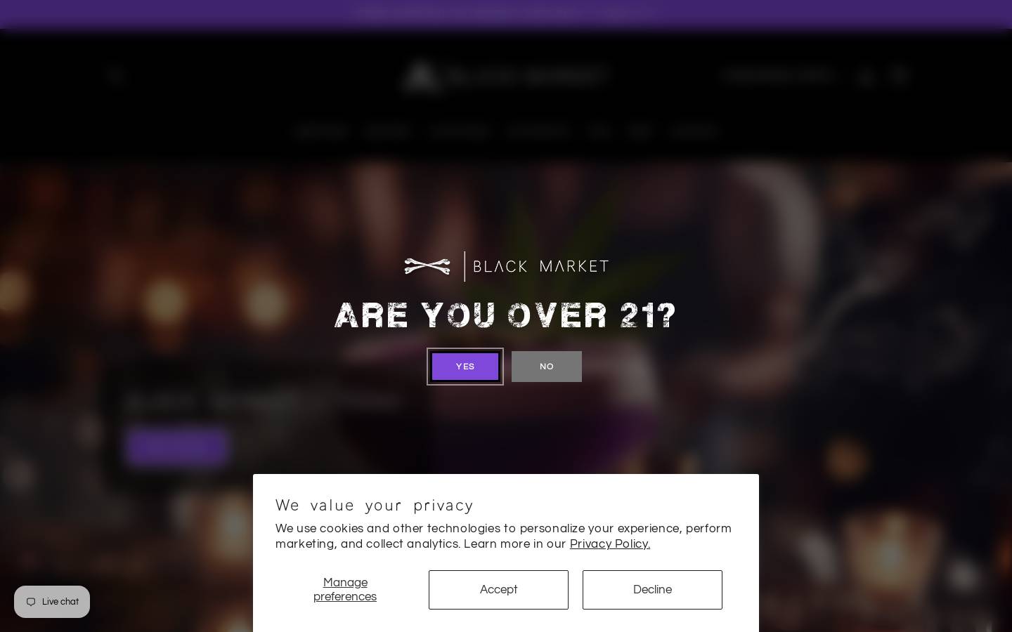 drinkblackmarket.com homepage screenshot