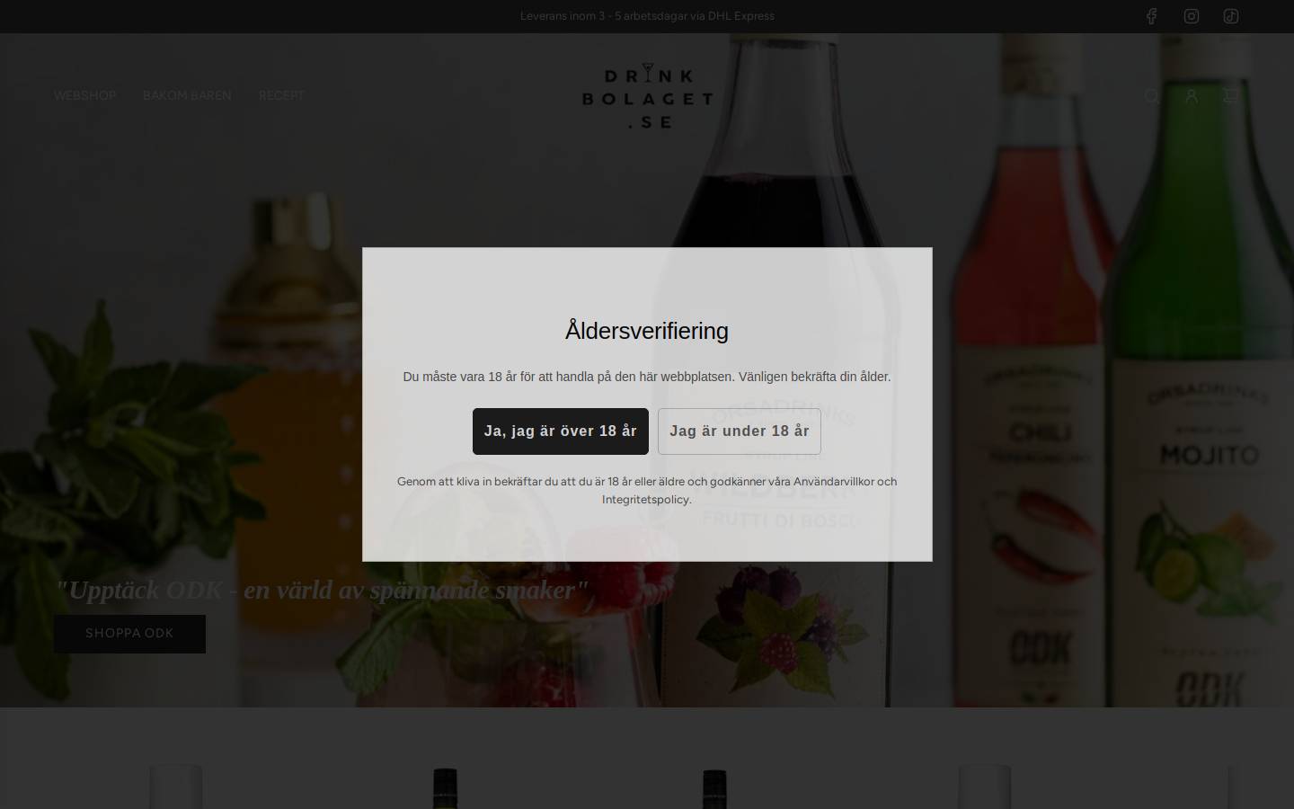 drinkbolaget.se homepage screenshot