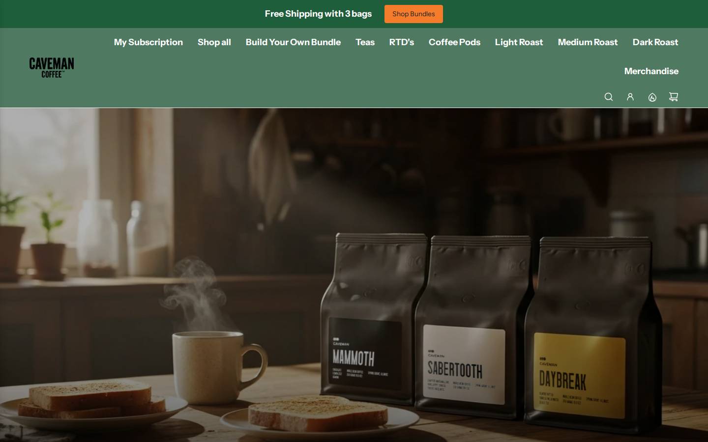 drinkcaveman.com homepage screenshot
