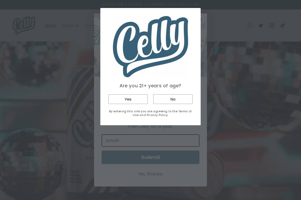 drinkcelly.com homepage screenshot