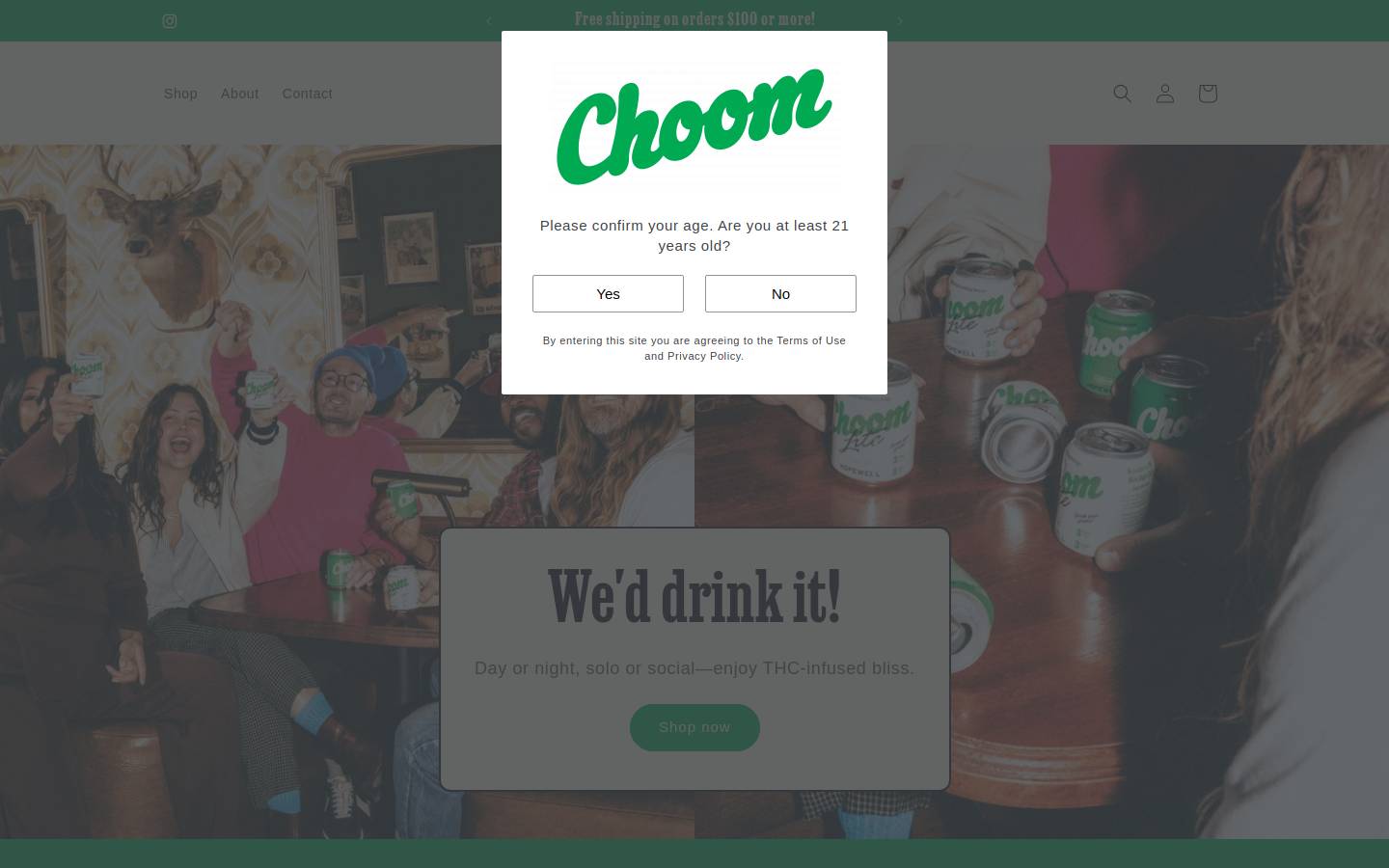 drinkchoom.com homepage screenshot