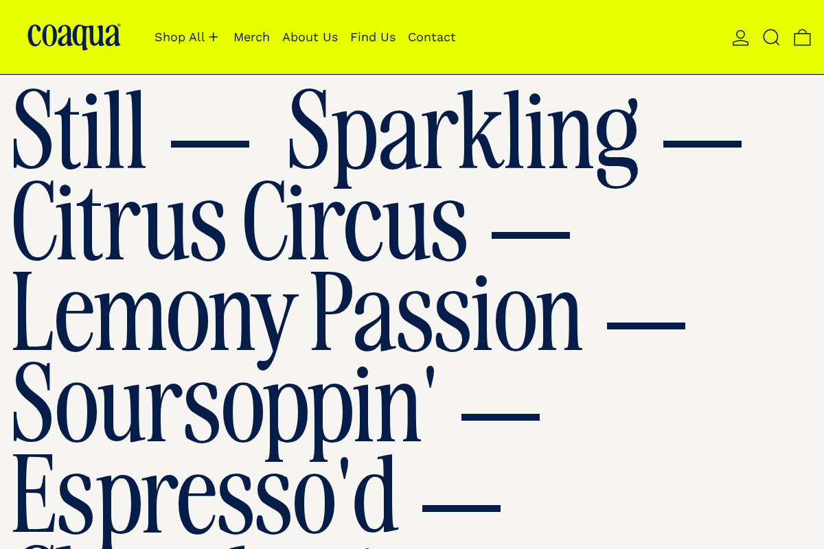 drinkcoaqua.com homepage screenshot