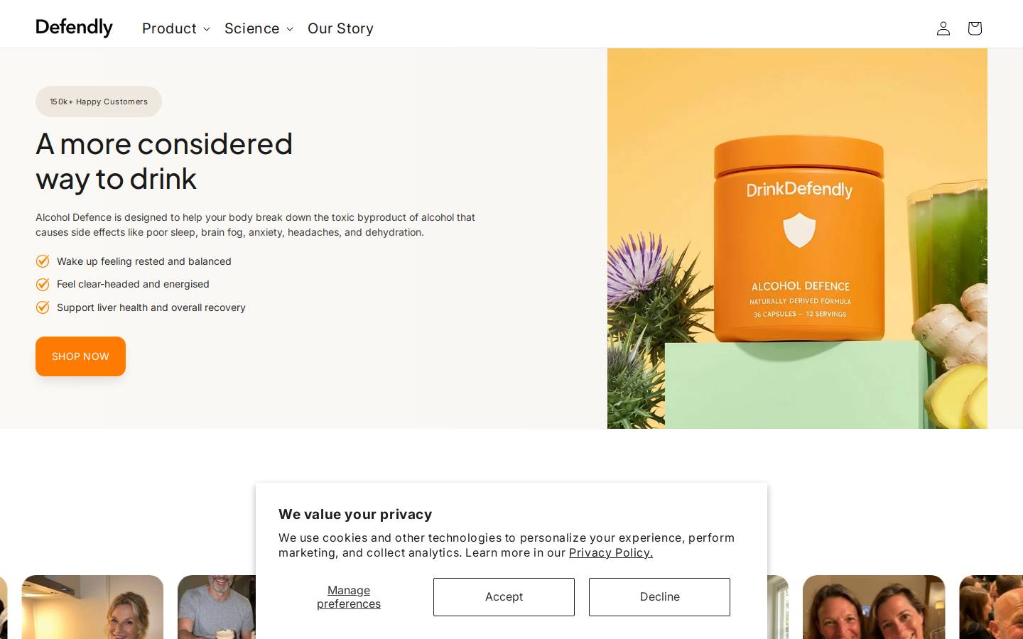 DrinkDefendly homepage screenshot