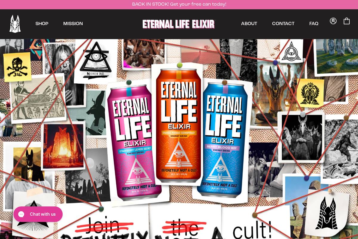 drinketernallife.com homepage screenshot