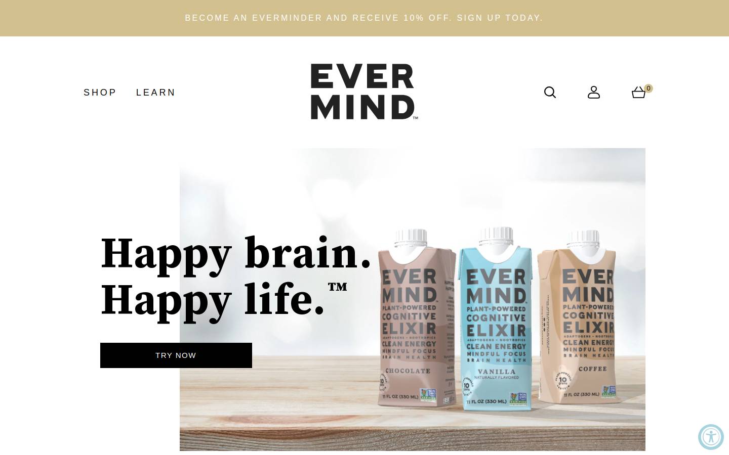 drinkevermind.com homepage screenshot
