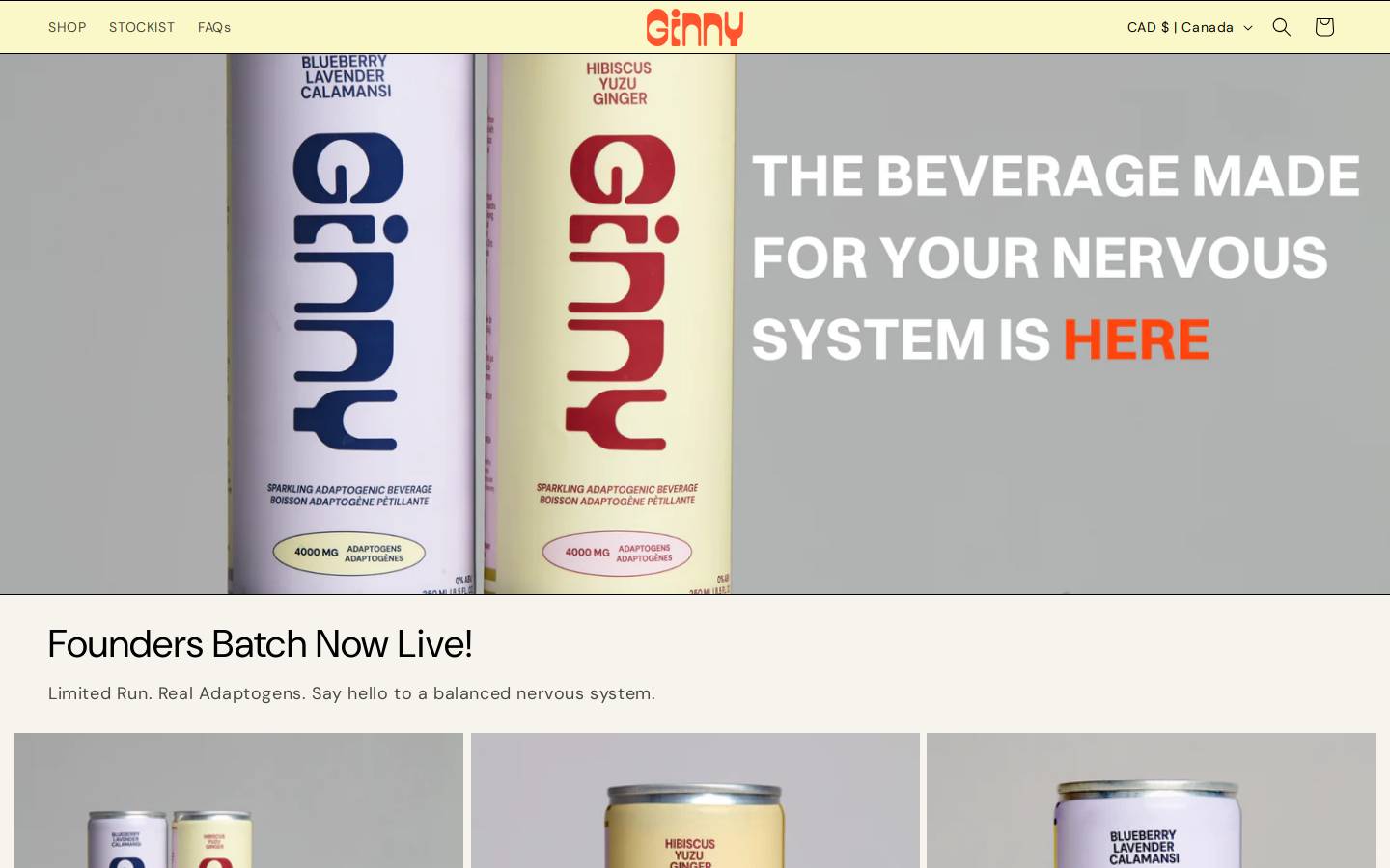drinkginny.com homepage screenshot