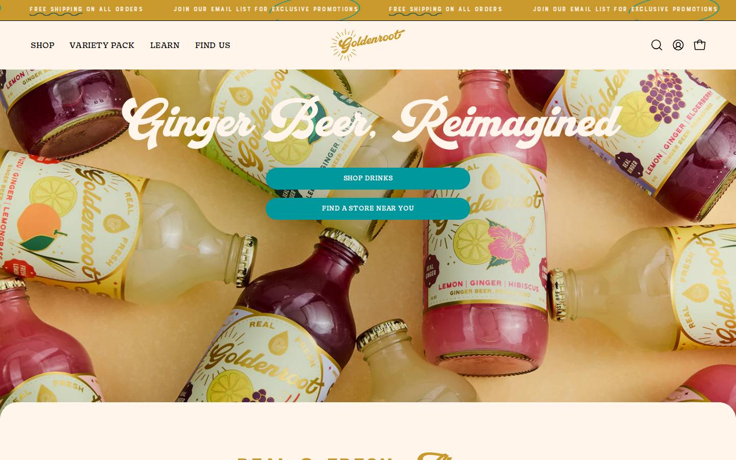 drinkgoldenroot.com homepage screenshot