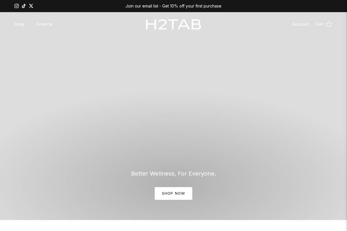 Drinkh2tab homepage screenshot