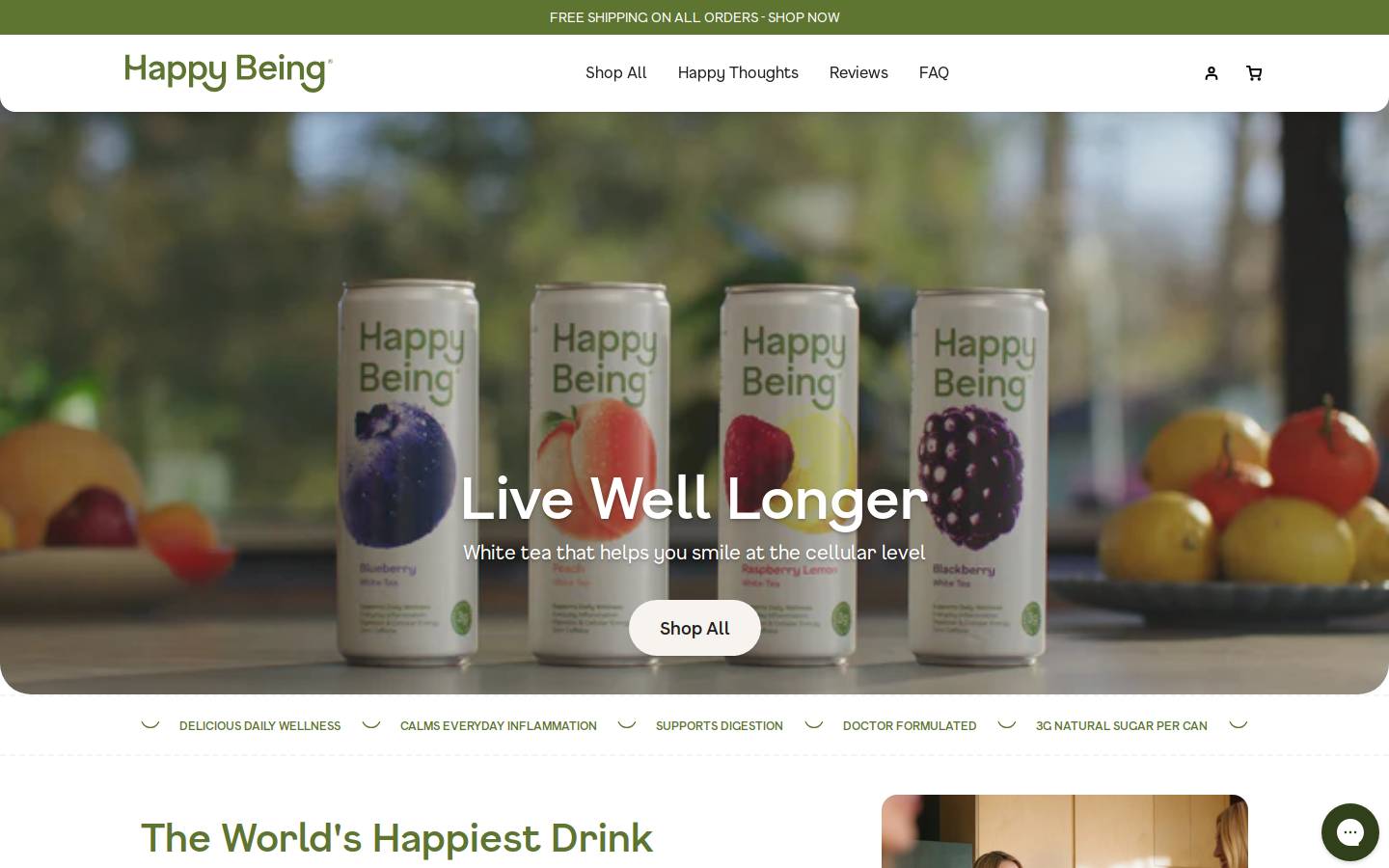 drinkhappybeing.com homepage screenshot