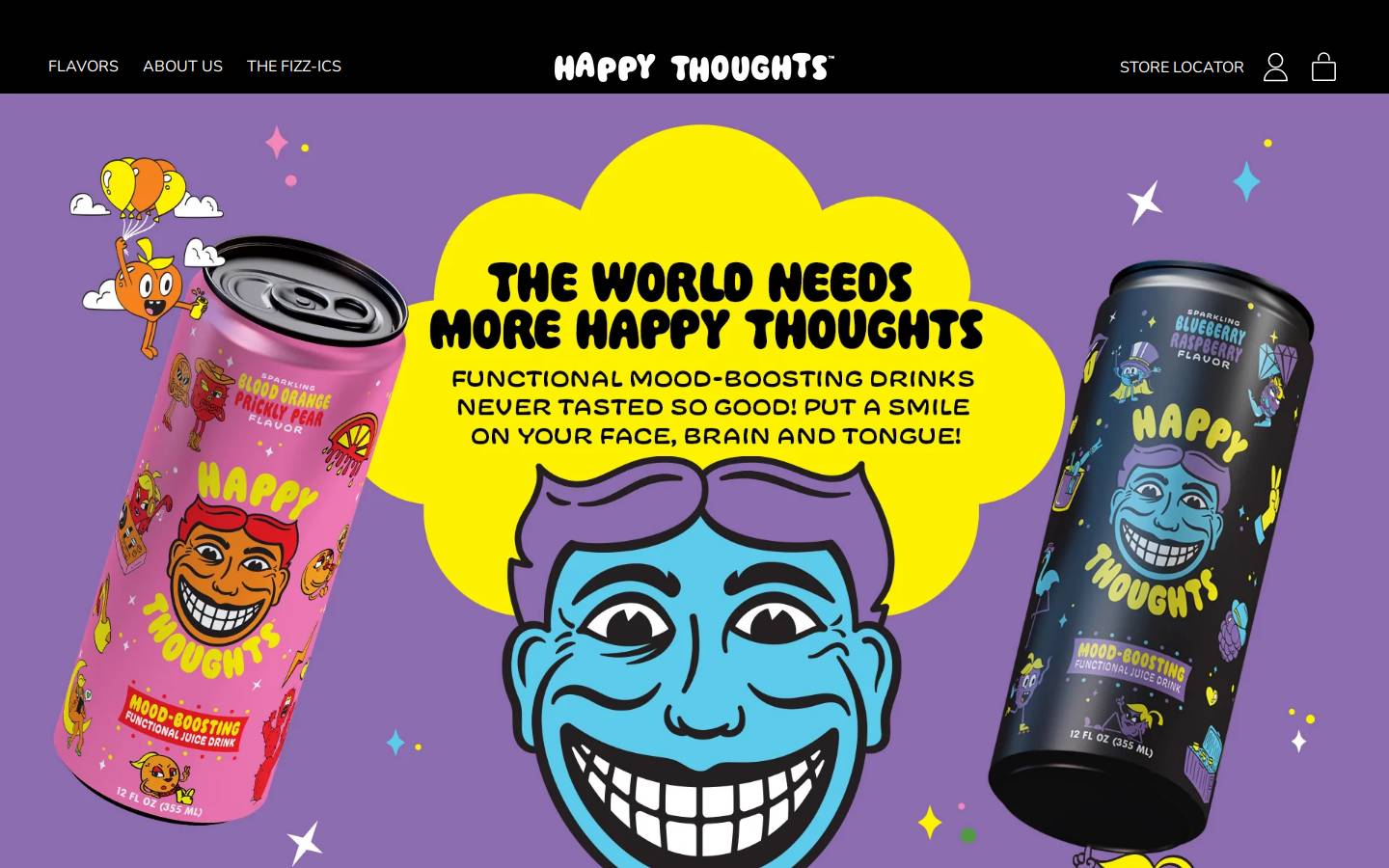 drinkhappythoughts.com homepage screenshot