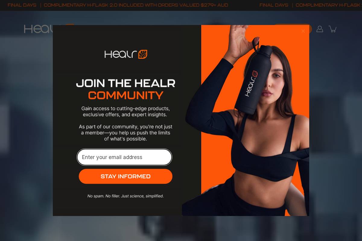 Drinkhealr homepage screenshot