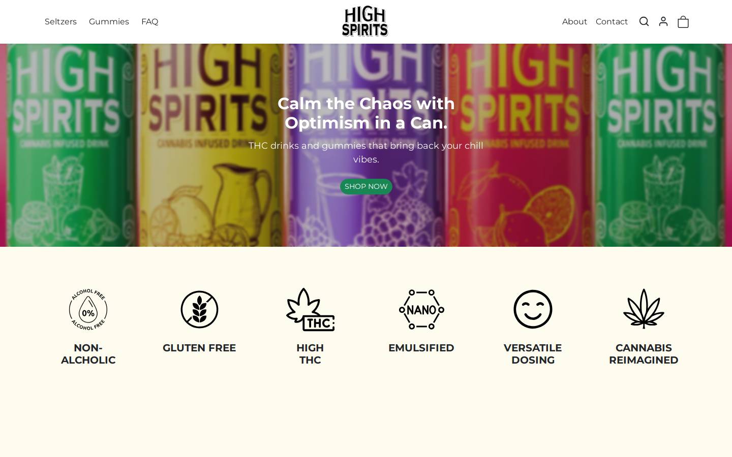 drinkhighspirits.com homepage screenshot