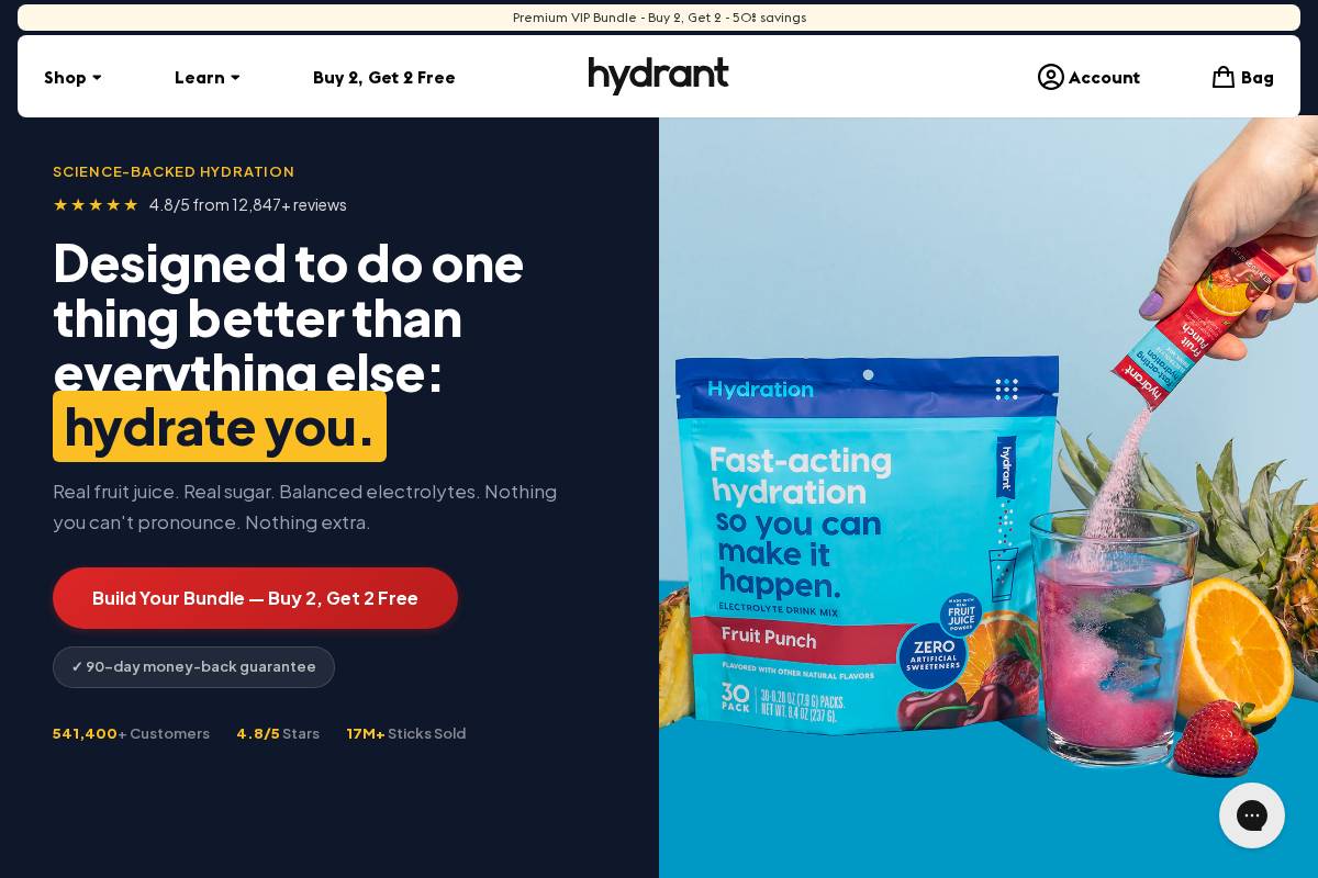 Hydrant homepage screenshot