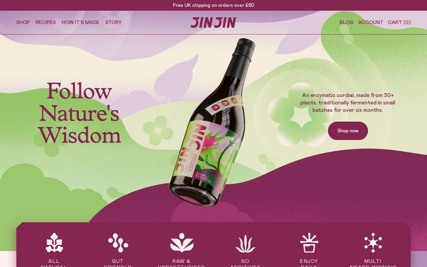 Drink JIN JIN homepage screenshot