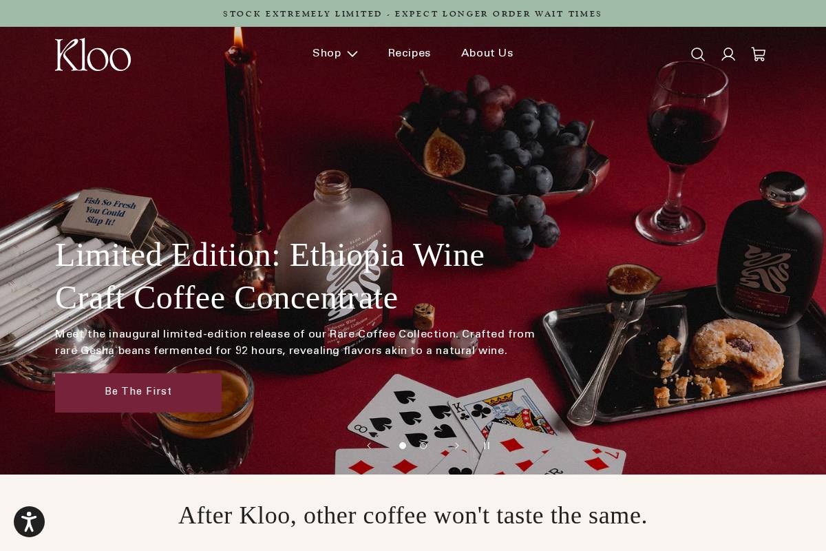 drinkkloo.com homepage screenshot