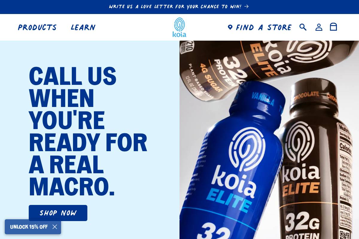 drinkkoia.com homepage screenshot