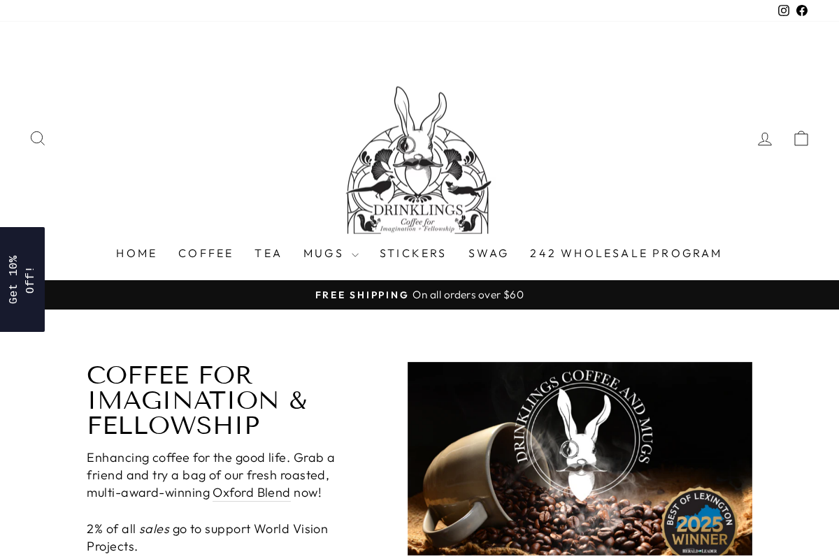 Drinklings Coffee and Mugs homepage screenshot