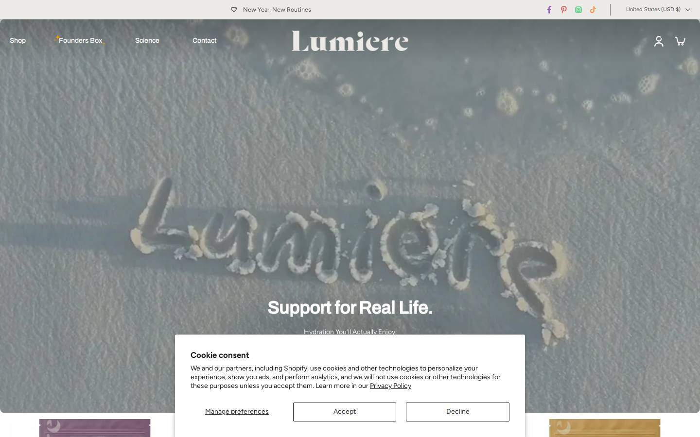 drinklumiere.com homepage screenshot