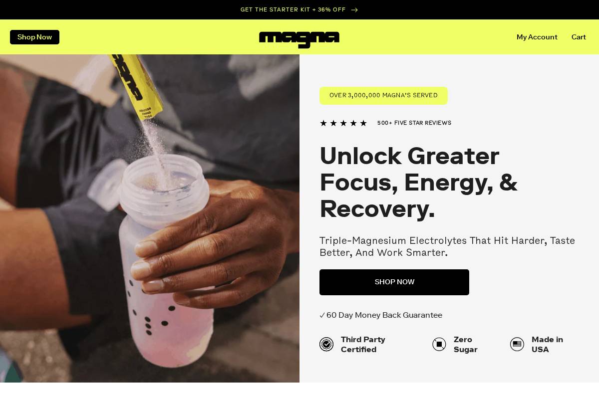 drinkmagna.com homepage screenshot