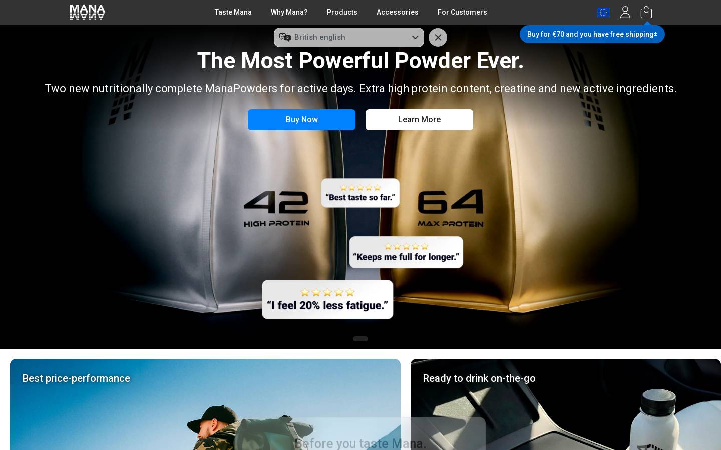 Drinkmana homepage screenshot