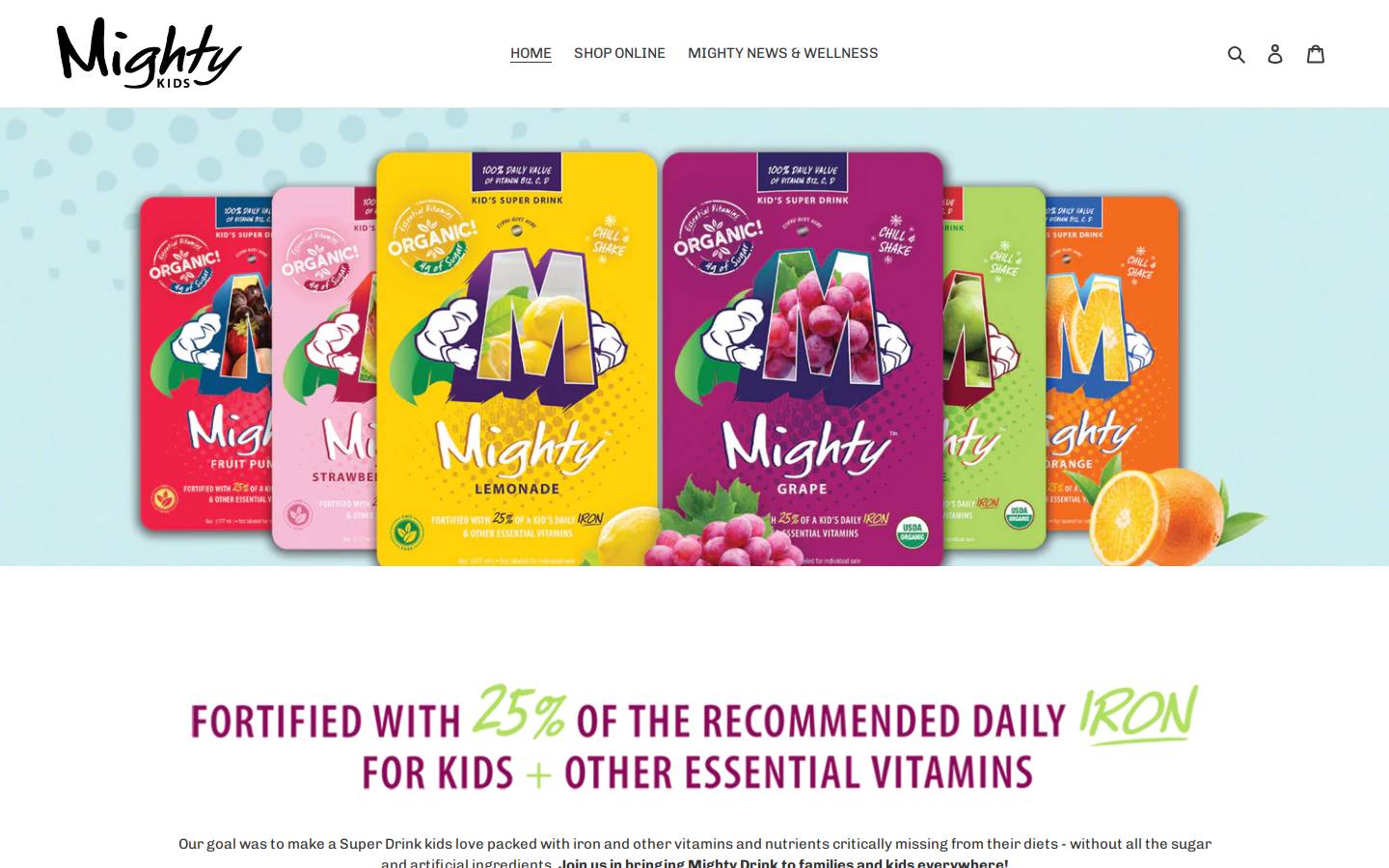 drinkmighty.com homepage screenshot