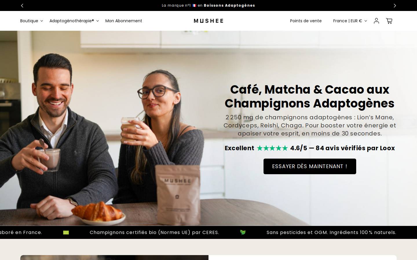 Drinkmushee homepage screenshot