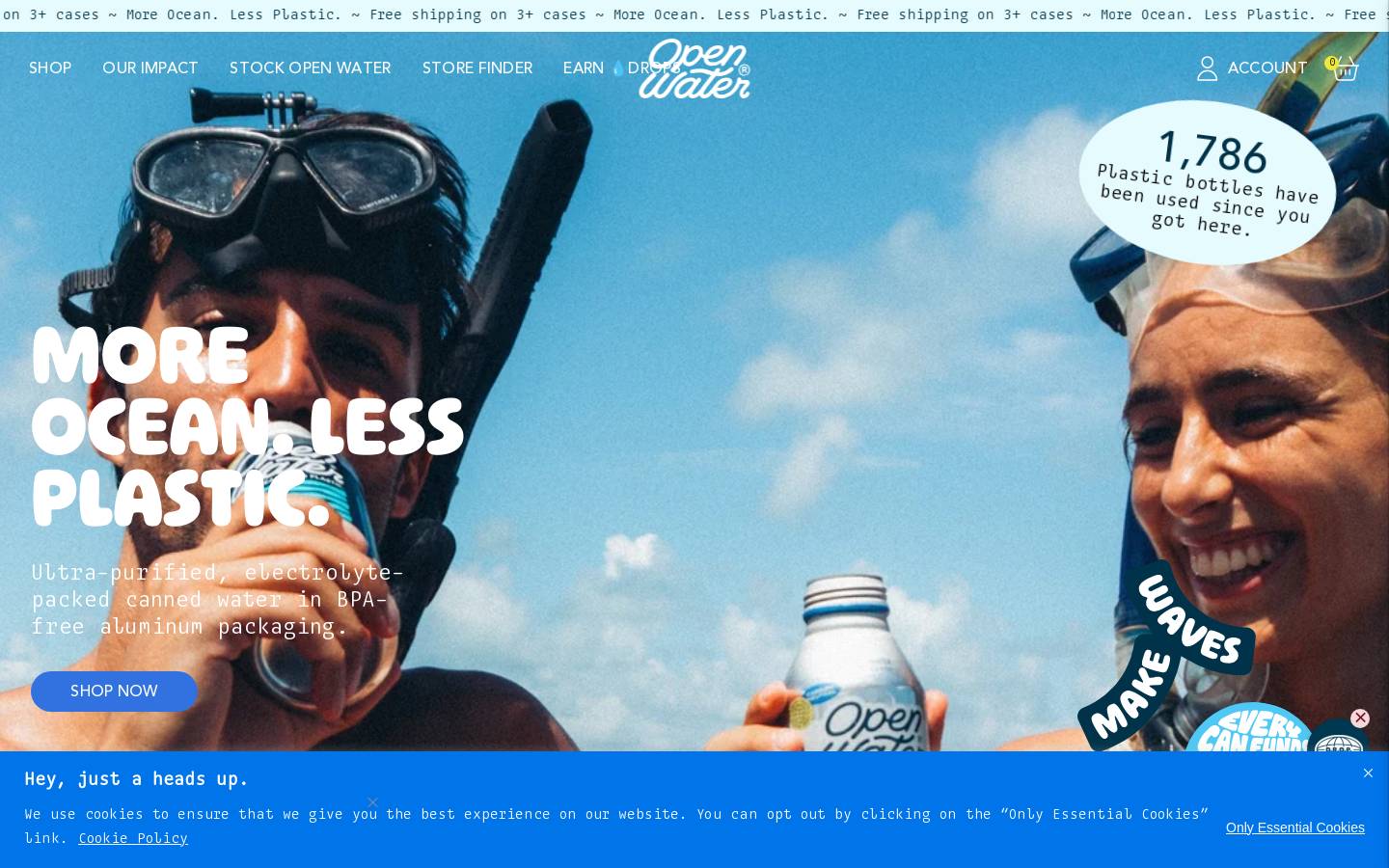 Open Water homepage screenshot