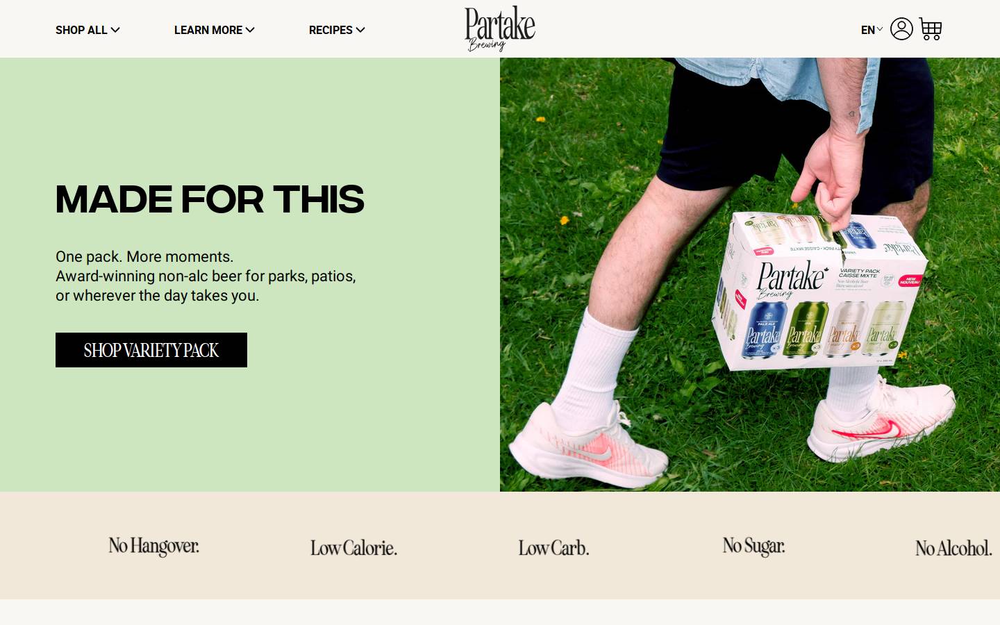 drinkpartake.com homepage screenshot
