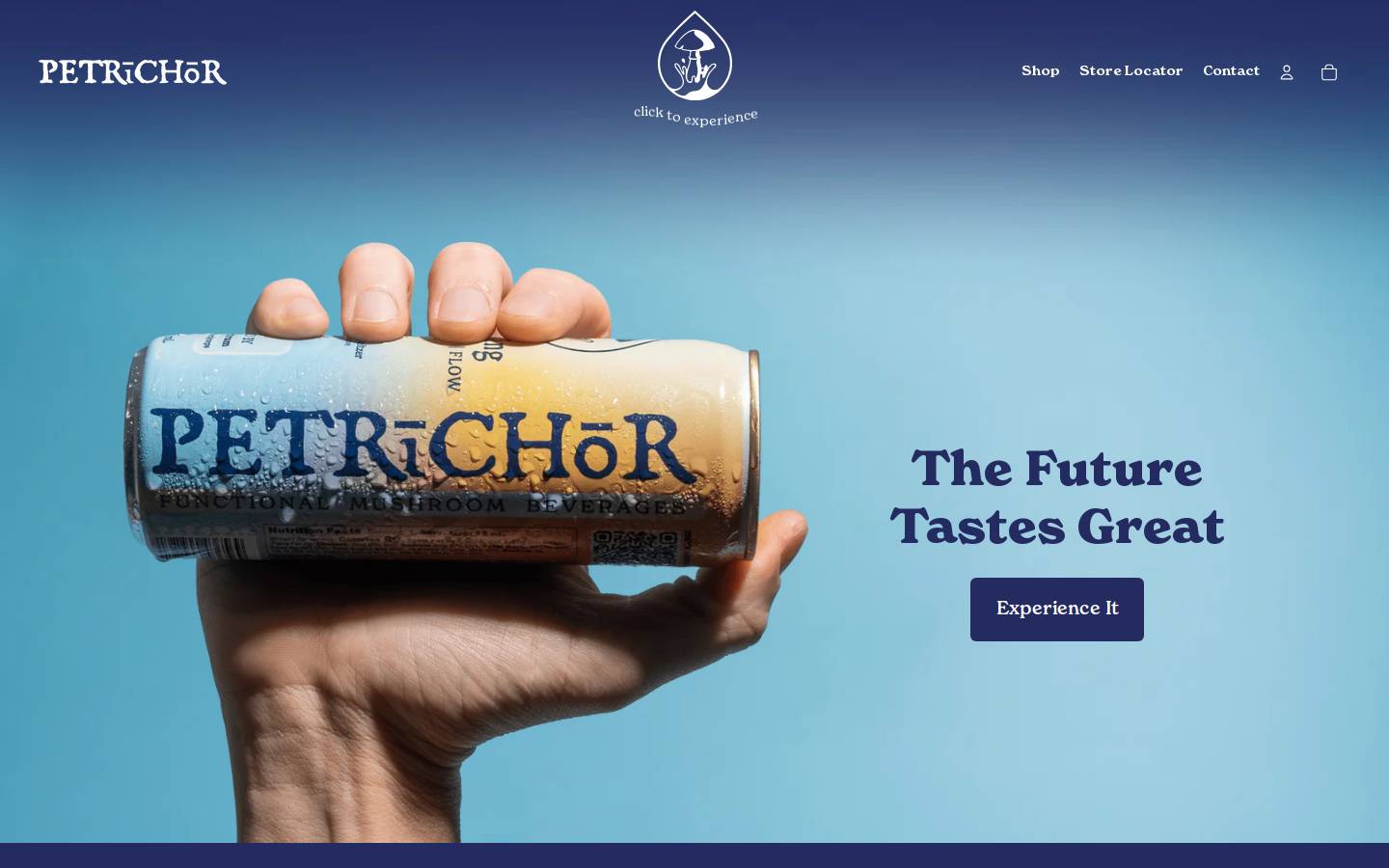 drinkpetrichor.com homepage screenshot