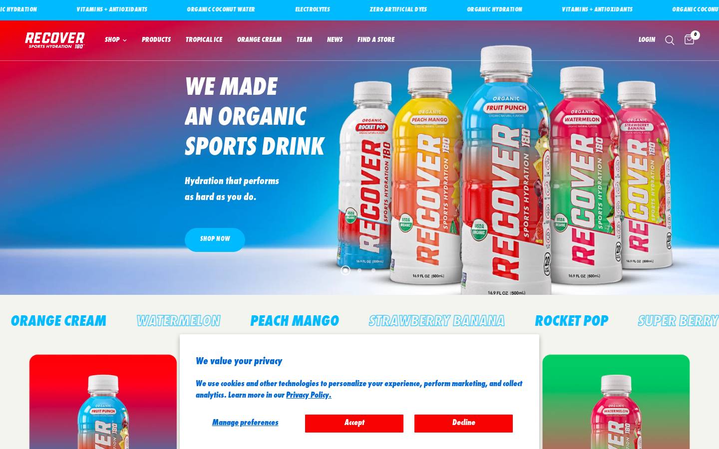 drinkrecover.com homepage screenshot