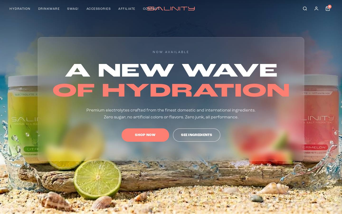 drinksalinity.com homepage screenshot
