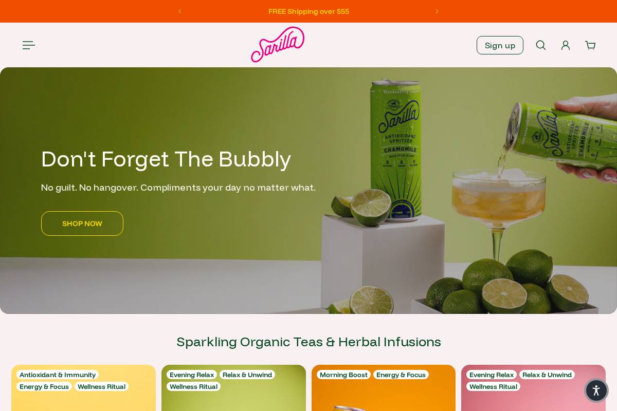 drinksarilla.com homepage screenshot