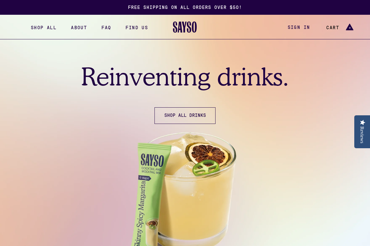 drinksayso.com homepage screenshot