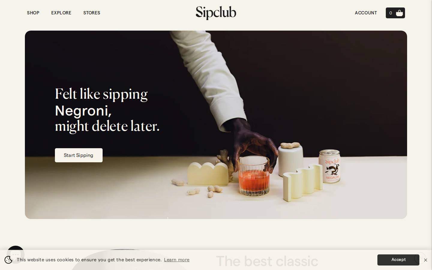 drinksipclub.com homepage screenshot