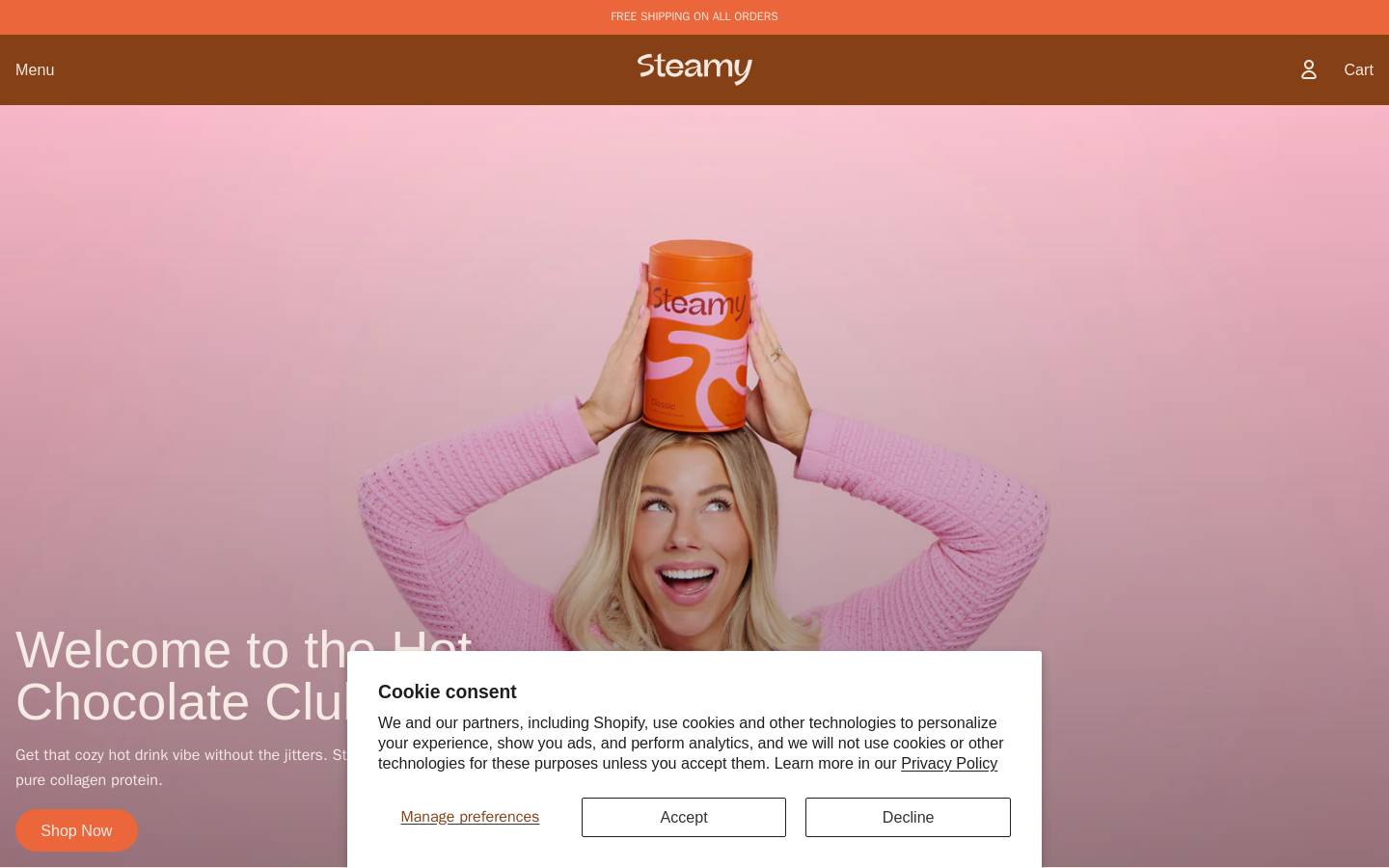 drinksteamy.com homepage screenshot