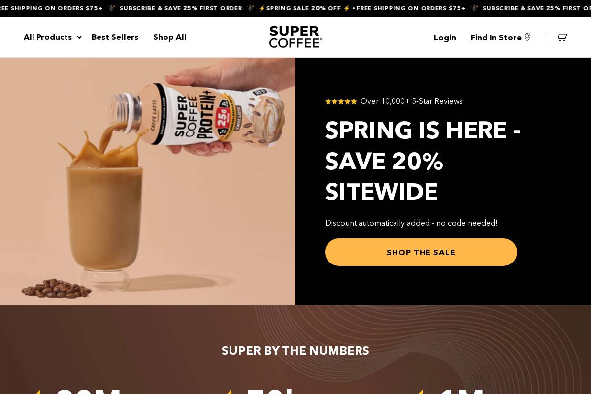 drinksupercoffee.com homepage screenshot
