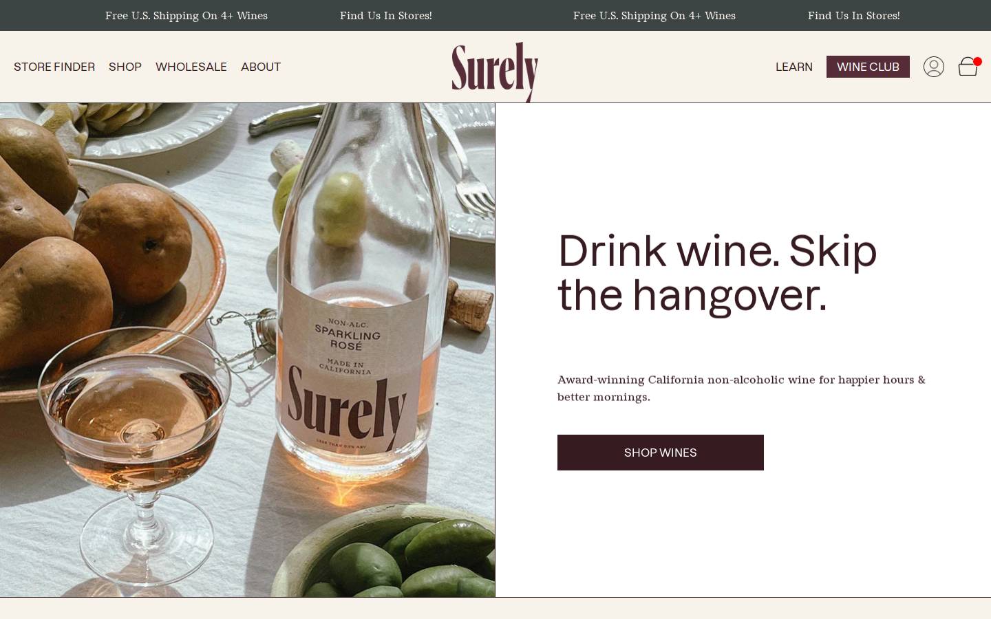 Drinksurely homepage screenshot